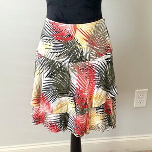 Ruffled Tropical Print Skirt, Lined, Size S/0